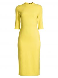 Alice   Olivia Delora Fitted Mock-Neck Midi Dress at Saks Fifth Avenue